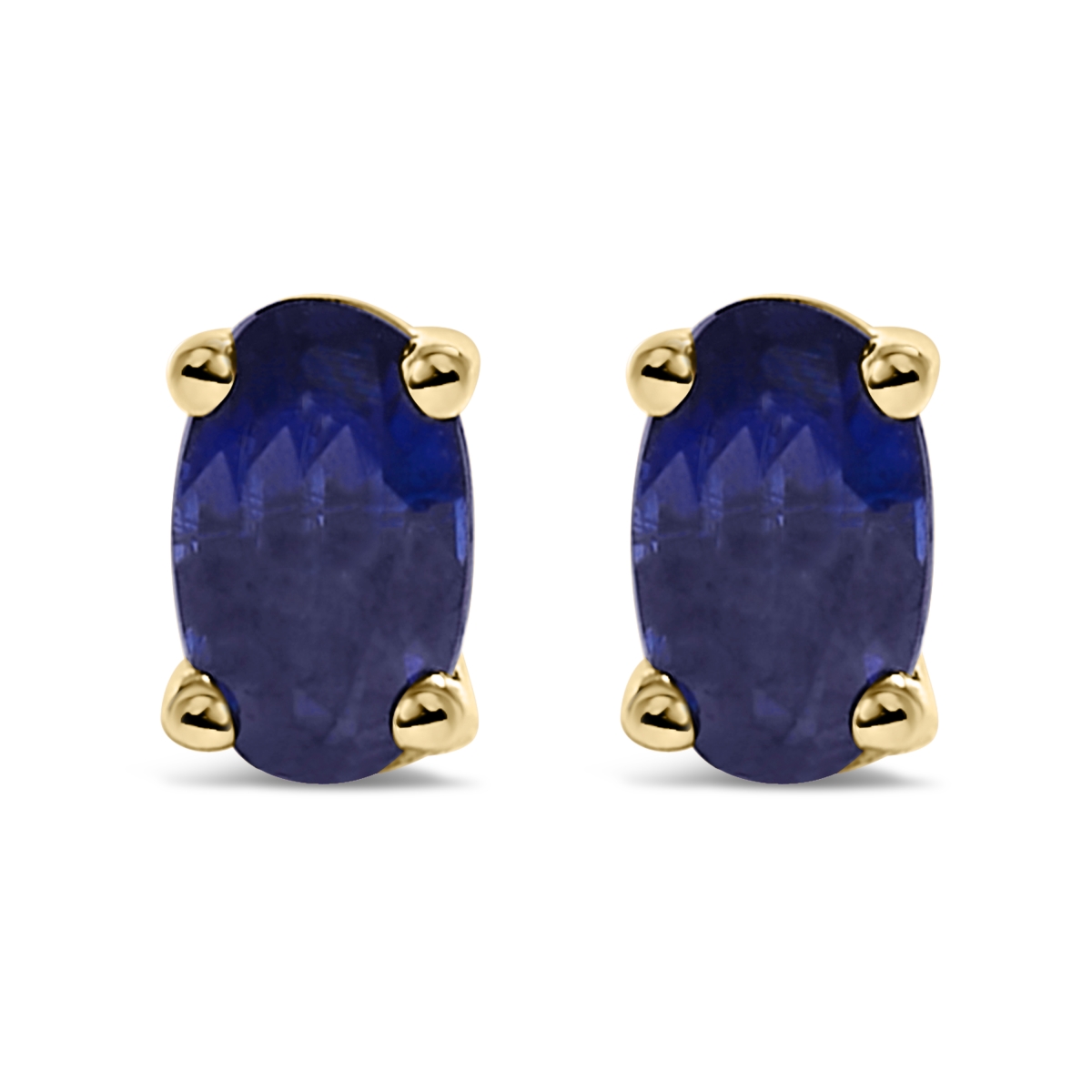023230EASH 14K Yellow Gold 5 x 3 mm Oval Blue Sapphire Solitaire Stud Earrings, Yellow