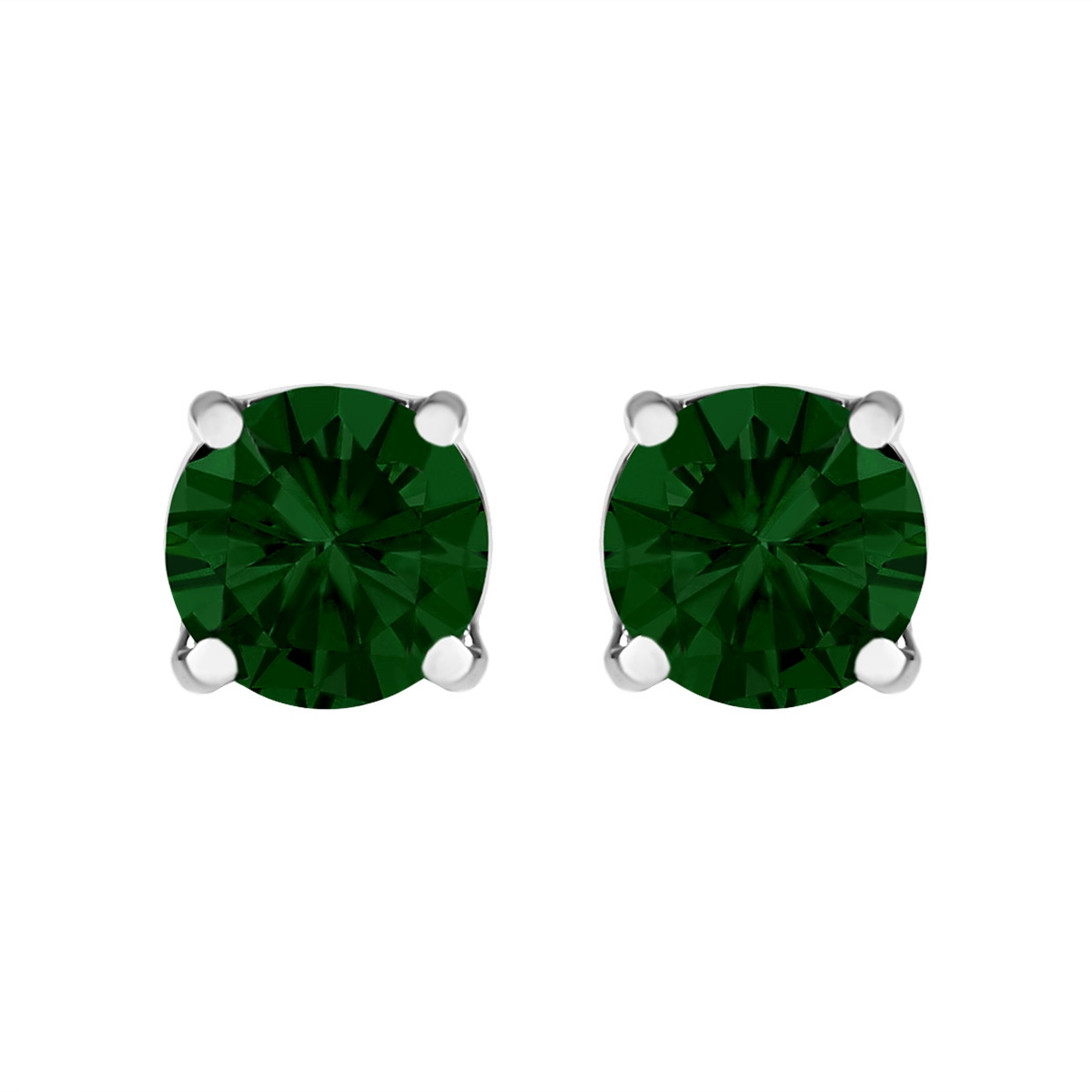 74-5388WLG 14K White Gold 1.5 CTTW Lab Grown Green Diamond Classic Solitaire Stud Earrings