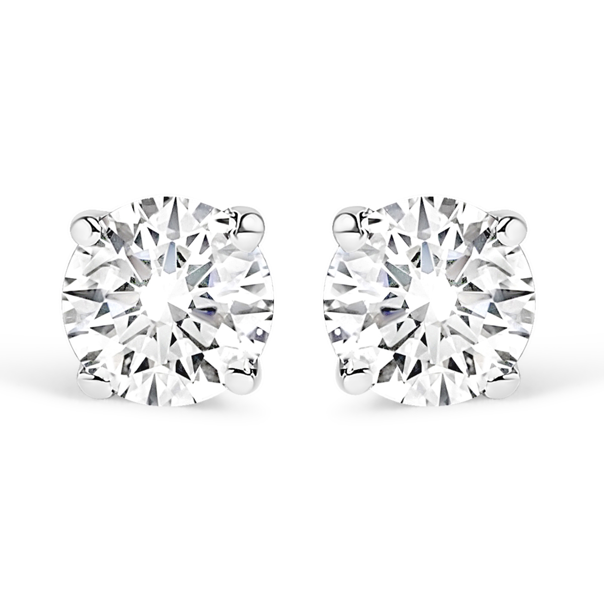 023952EWDM 14K White Gold 1.0 CTTW Lab Grown Diamond Solitaire Stud Earrings, White