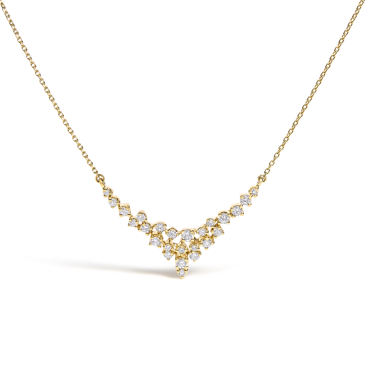 023558NASH 18 in. Womens 14K Yellow Gold 0.5 CTTW Diamond Scattered V Necklace I-J Color, SI2-I1 Clarity