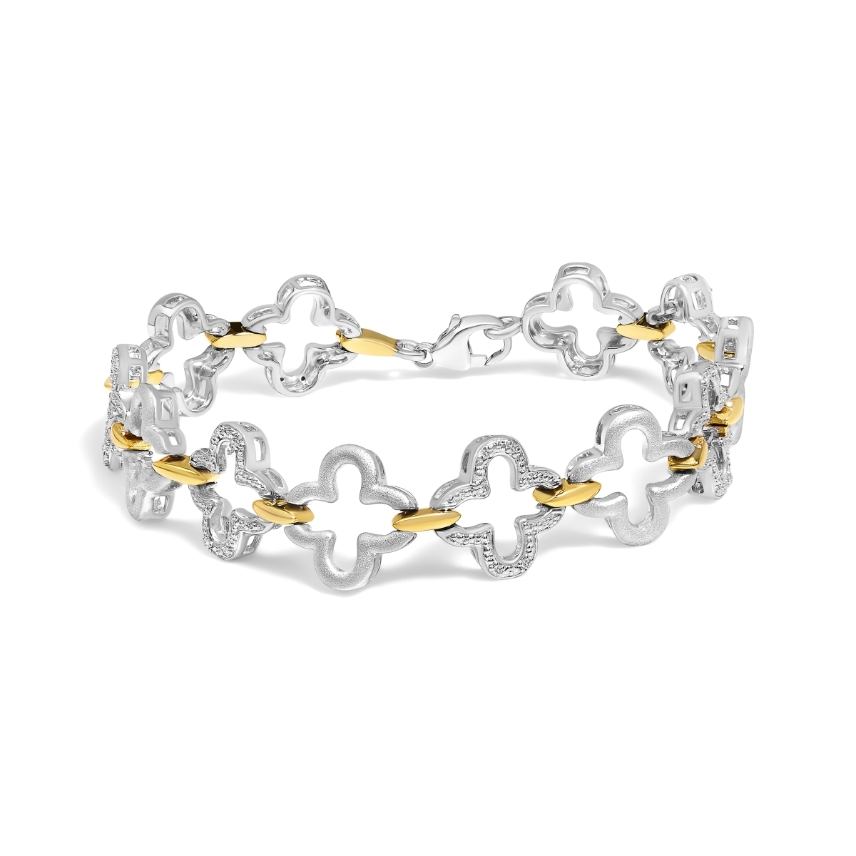 023525BASH Women 0.925 Two-tone Sterling Silver 0.1 CTTW Natural Round Diamond Fashion Tennis Bracelet - I-J Color, I1-I2 Clarity - 7 in.