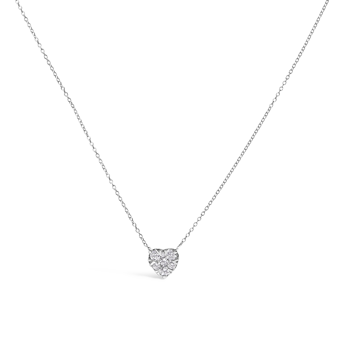 023551NASH Women 14K White Gold 0.25 CTTW Diamond Composite Heart Pendant Necklace - 18 in.