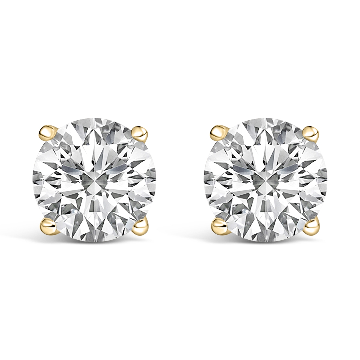 74-6001YLD Women 14K Yellow Gold 4.0 CTTW Round Lab Grown Diamond Solitaire Stud Earrings with Screw Backs