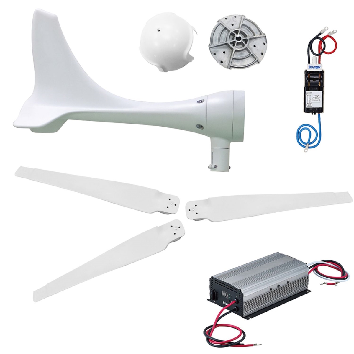 Picture of Automaxx Windmill UB0600S1BL 600W (12V/24V) (50A/25A) Wind Turbine Generator kit with Bluetooth Controll  Additional Spare Blade Set.