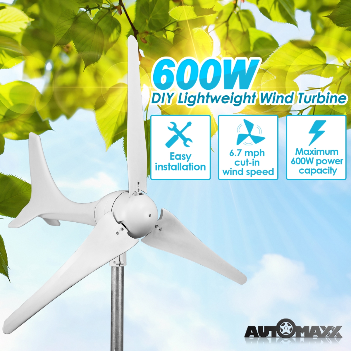 Picture of Automaxx UB0600S1ST Windmill 600W Wind Turbine Generator Kit, Additional Spare Blade Set