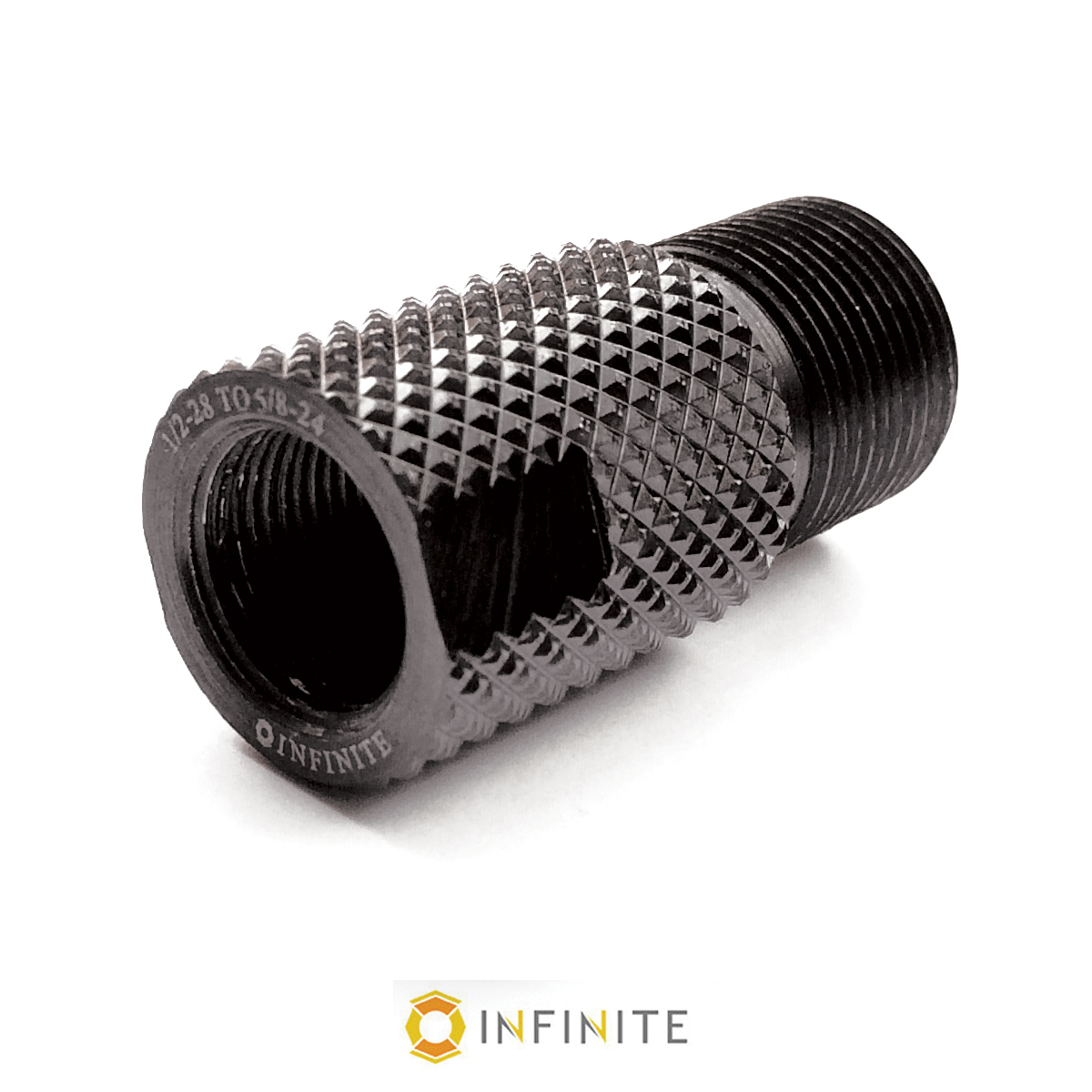 Infinite Product Solutions  0.5 in. 28 Right Hand to 0.62 in. 24 Right Hand Thread Steel Adapter, Knurled