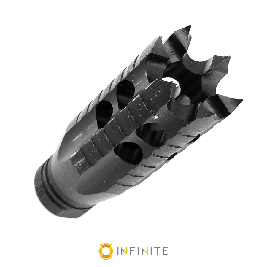 Infinite Product Solutions  14mm x 1 Left Hand Crowning Scepter Muzzle Device, Black Steel