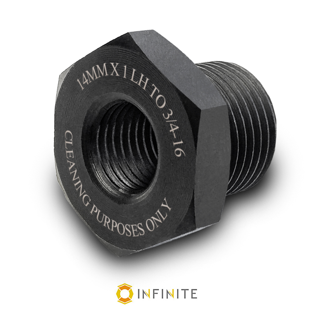 14mm x 1 Left Hand to 0.75 in. 16 Thread Steel Adapter - Black