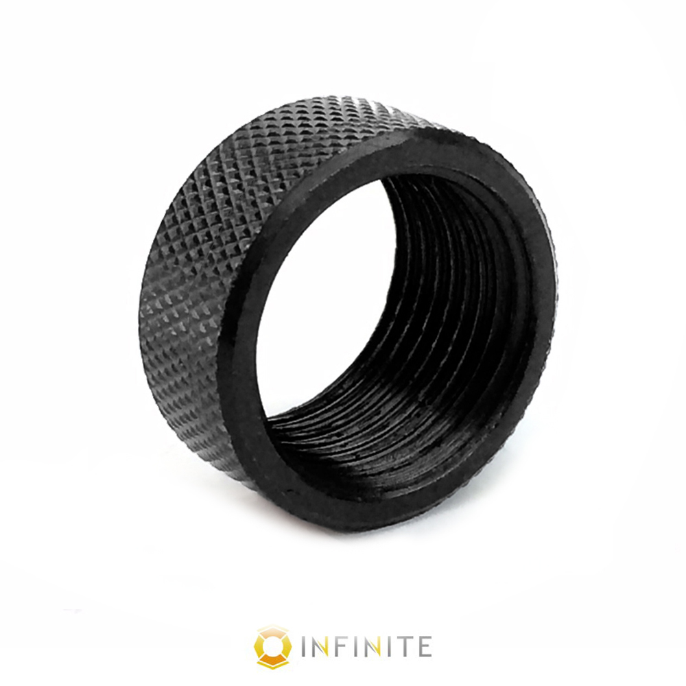 Infinite Product Solutions 1316MZ-TP-K-BS 0.81 in.16 Knurled Muzzle Brake Thread Protector, Black Steel