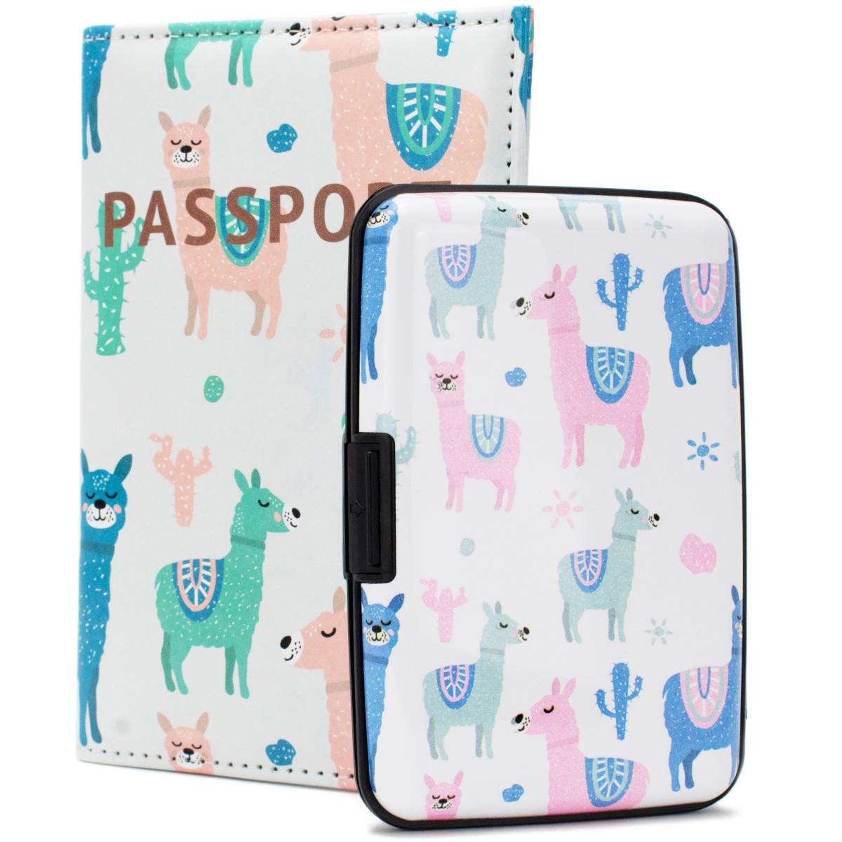 Miami CarryOn RFIDWSCLLLAM RFID Protected Wallet and Passport Cover Set (Llamas in Color) -  Naftali Inc