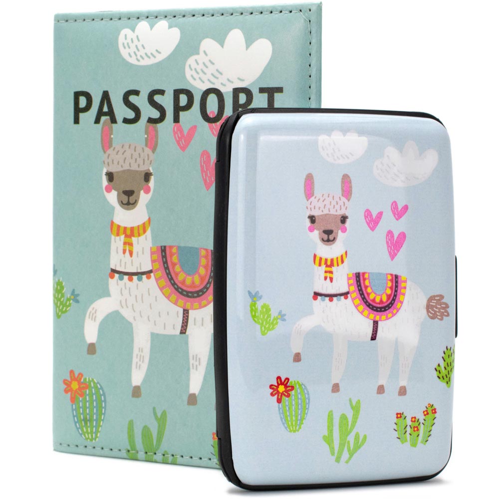 Picture of Miami Carryon RFIDWSHRTLLAM 2.3 oz  RFID Protected Wallet &amp; Passport Cover Set  Llama Love