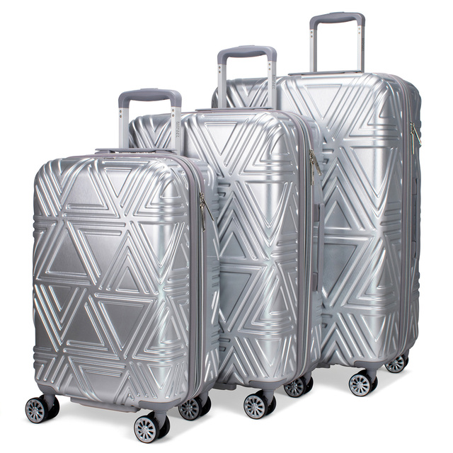 Picture of Badgley Mischka BMLUGSETSILTRI  Contour Expandable Luggage Set  Silver - 3 Piece
