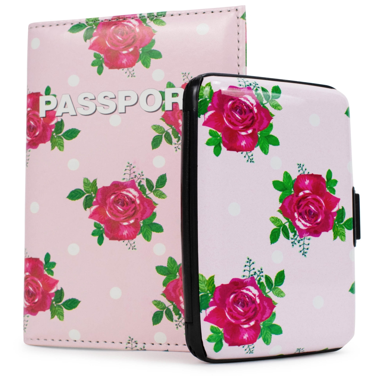 Picture of Miami Carryon RFIDWSPKRS 2.3 oz  RFID Protected Wallet &amp; Passport Cover Set  Polka Roses