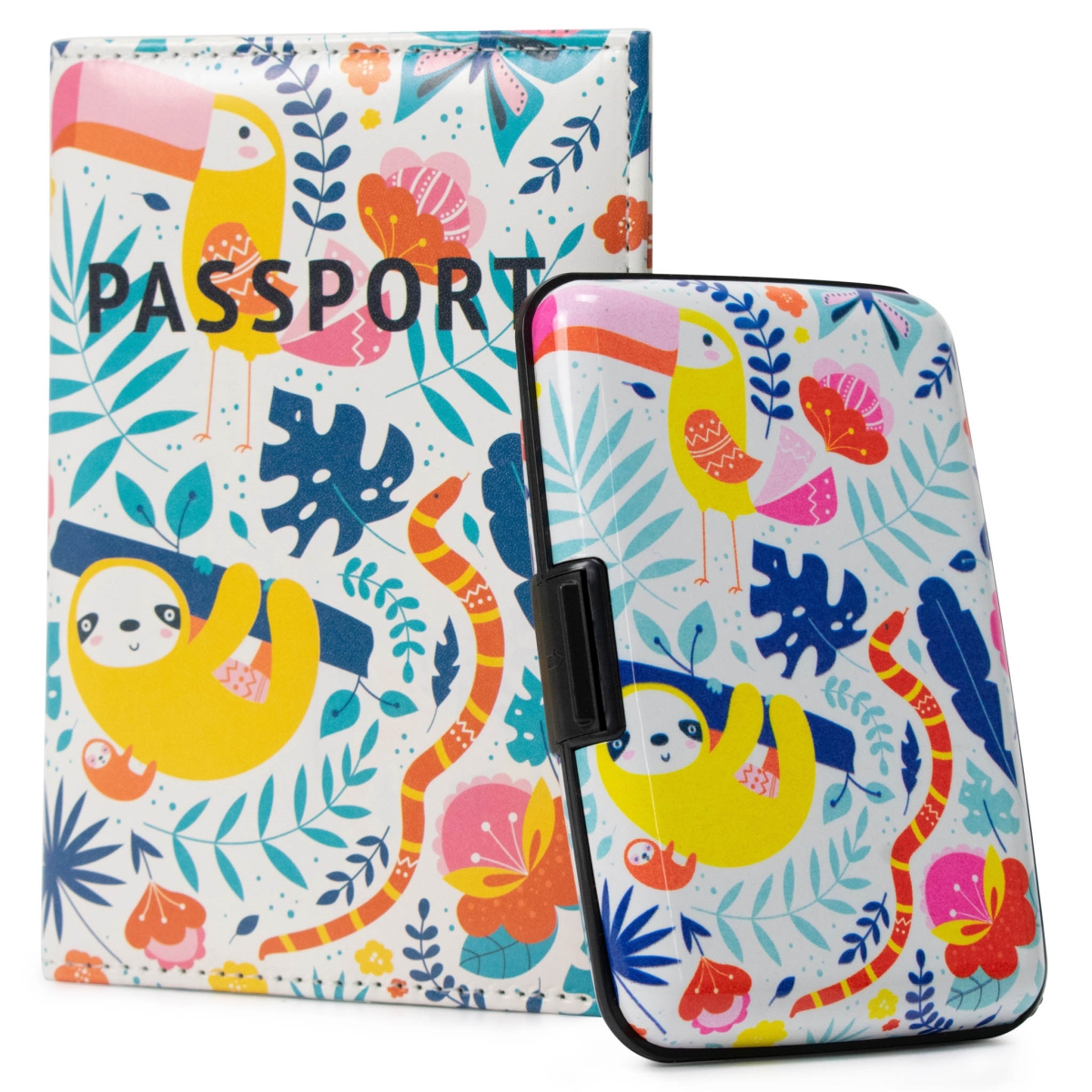 Miami CarryOn  RFID Protected Wallet and Passport Cover Set (Sloths Rainforest)