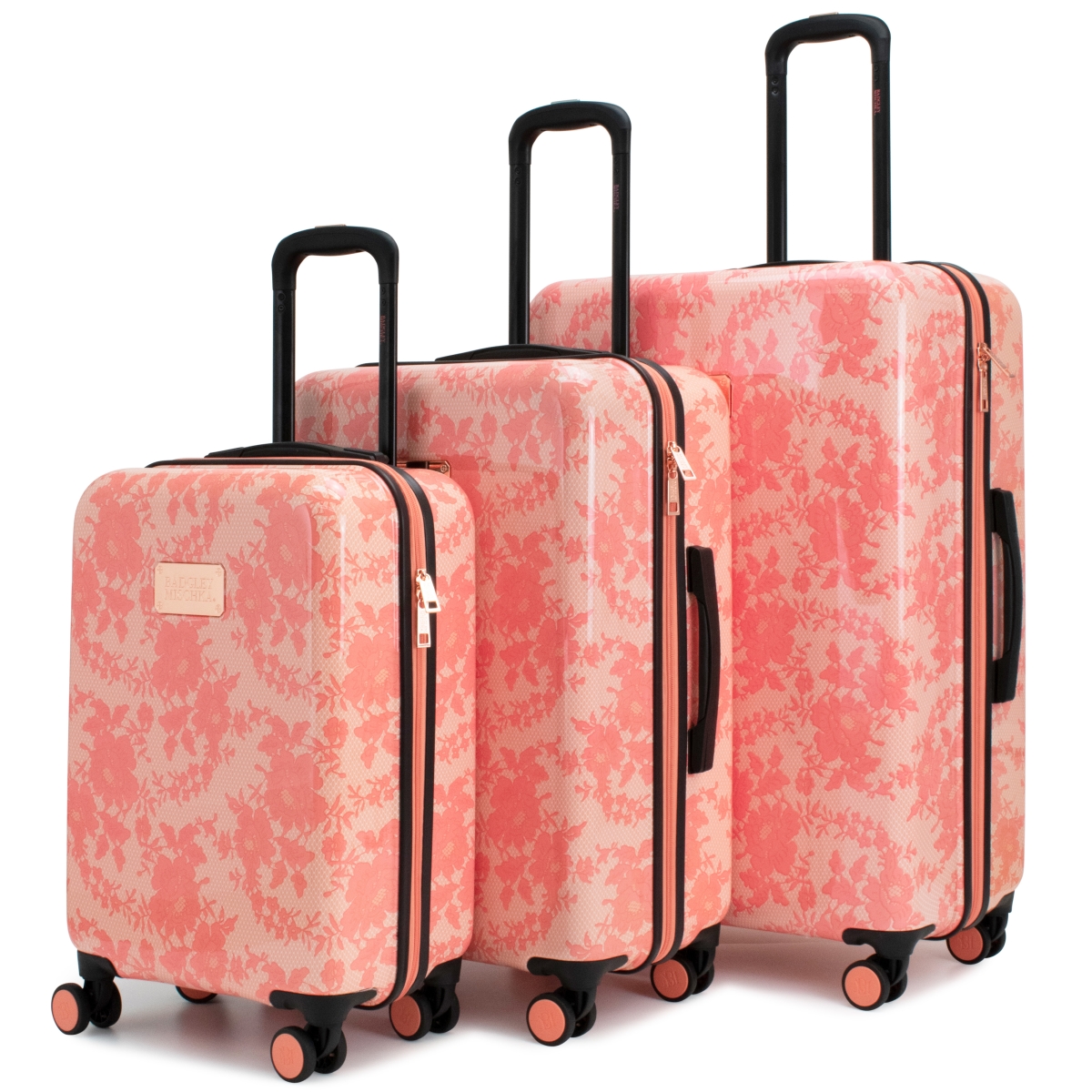 Picture of Naftali BMLUGSETPKLC Badgley Mischka Essence Expanadable Luggage Set&#44; Pink Lace - 3 Piece