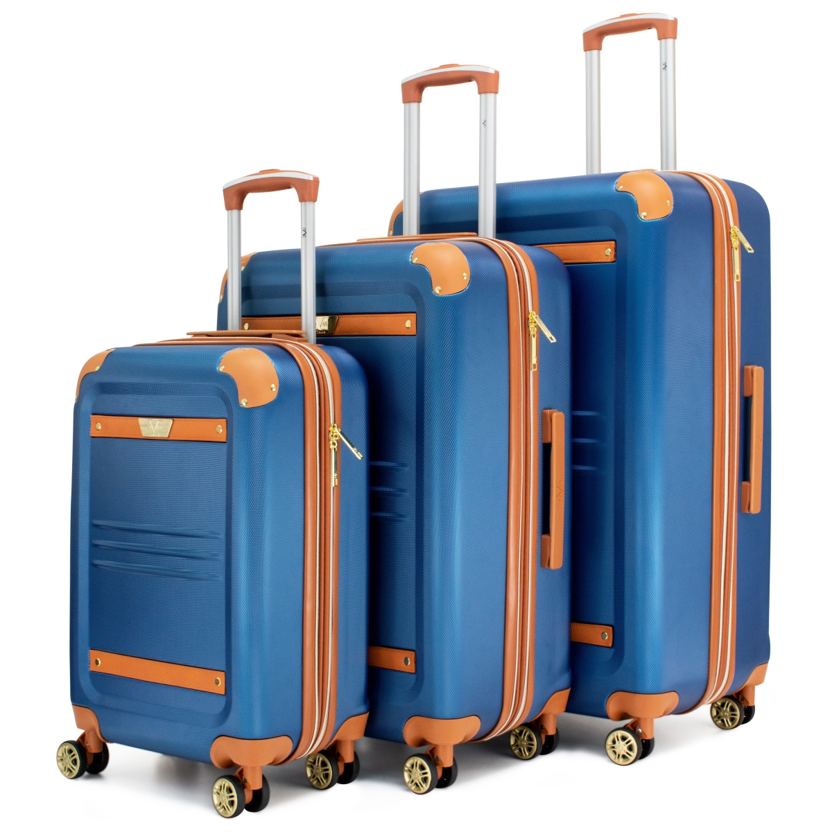Picture of 19V69 ITALIA VTLUGFDBL Vintage 3 Piece Expandable Retro Luggage Set (Blue)