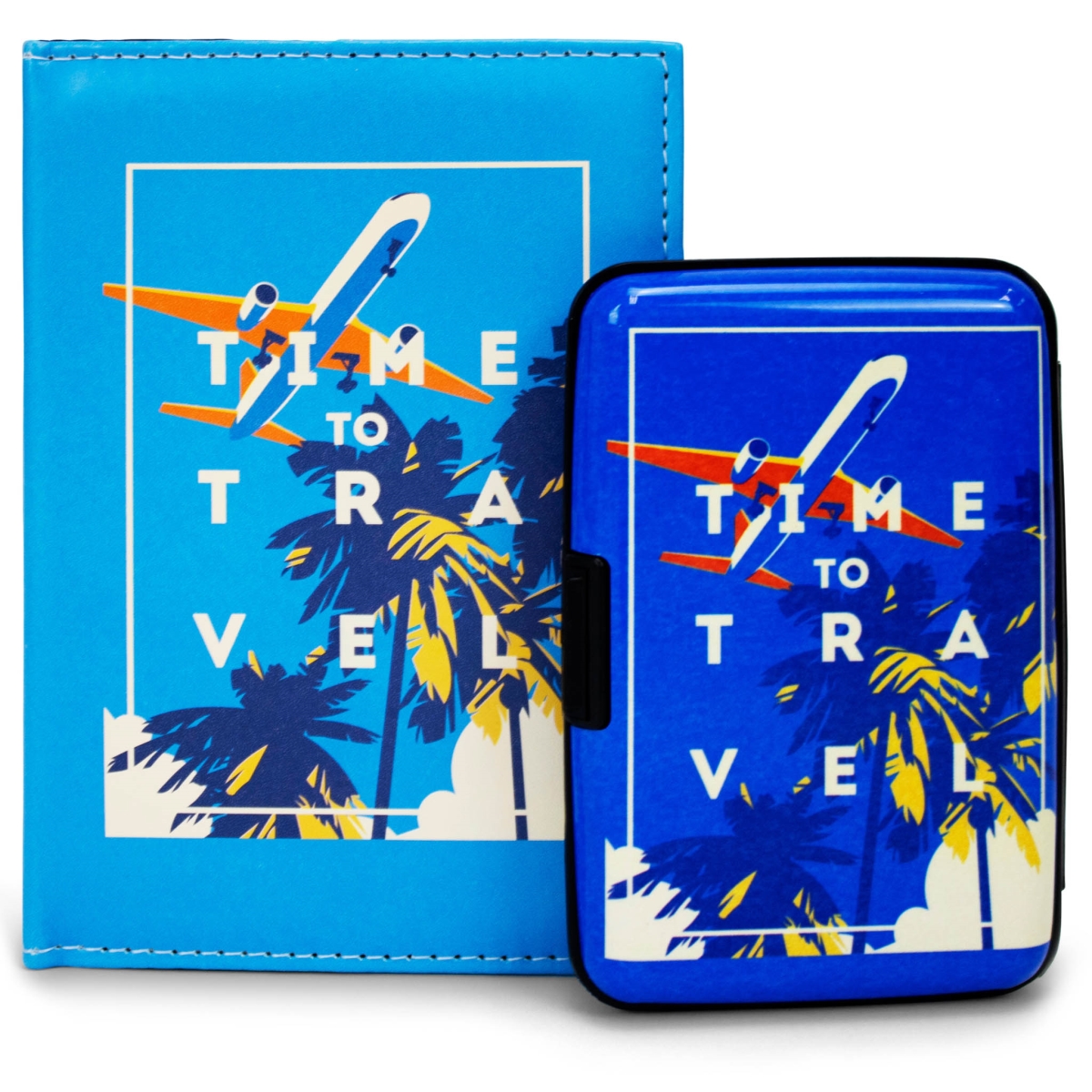 Miami CarryOn RFIDWSRTTR RFID Protected Wallet and Passport Cover Set (Time to Travel) -  Naftali Inc