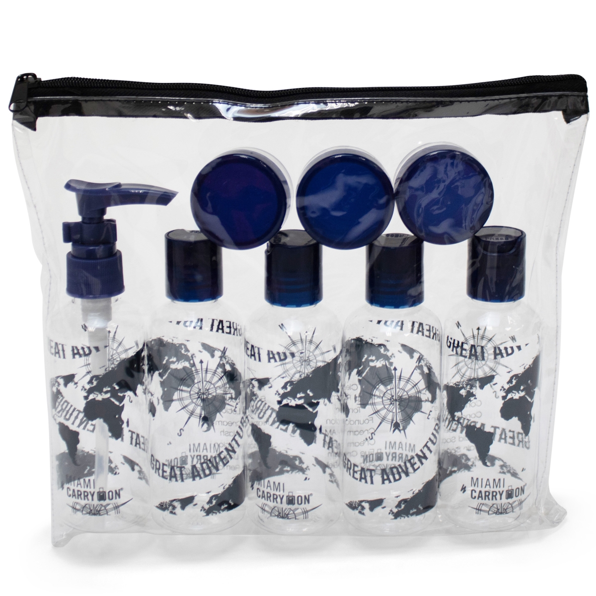 Picture of Miami Carryon TRBT08MAP  TSA Approved Travel Bottle Set  Navigator - 9 Piece