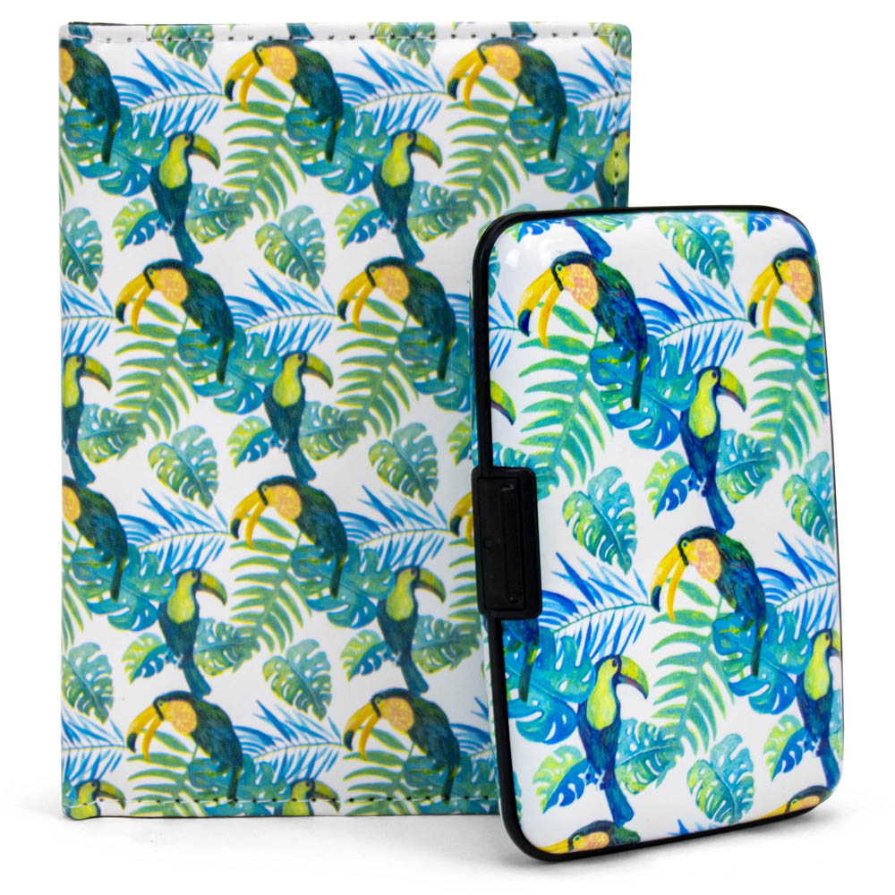 Miami CarryOn RFIDWSTRTOU RFID Protected Wallet and Passport Cover Set (Tropical Toucans) -  Naftali Inc