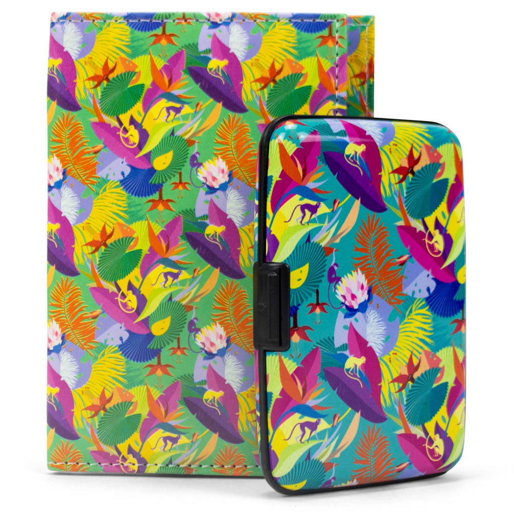 Miami CarryOn RFIDWSTRMON RFID Protected Wallet and Passport Cover Set (Tropical Monkeys) -  Naftali Inc