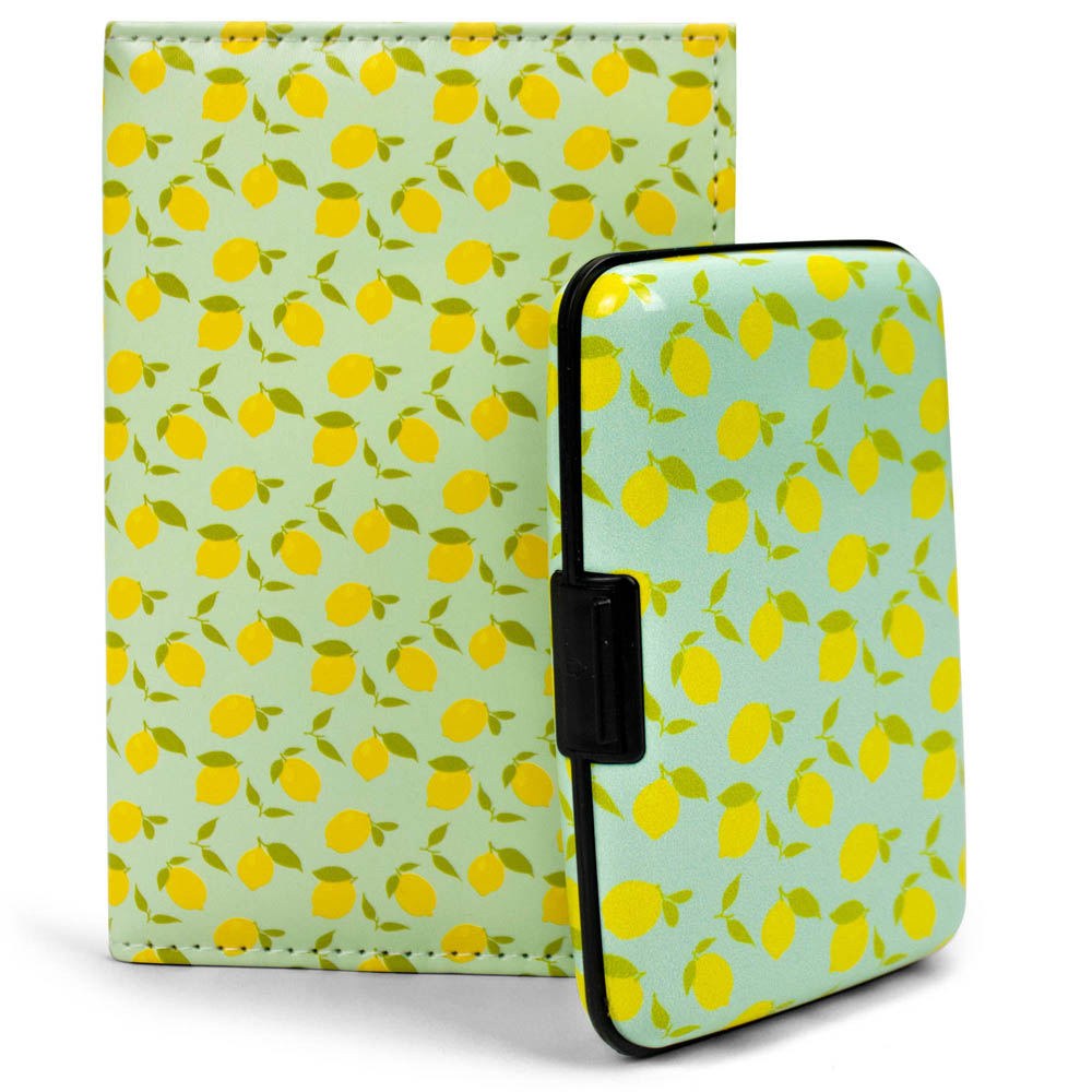 Miami CarryOn RFIDWSLMNS RFID Protected Wallet and Passport Cover Set (Lemons) -  Naftali Inc