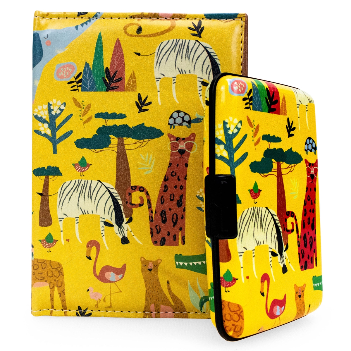 Miami CarryOn RFIDWSLEOSF RFID Protected Wallet and Passport Cover Set (Leopards Safari)