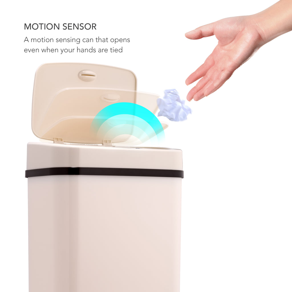 Ninestars  3.2 gal Touchless Motion Sensor Trash Can, White