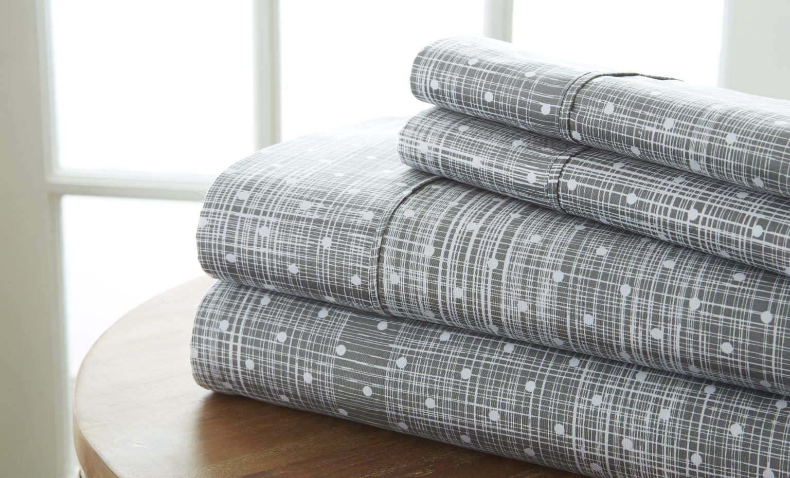 DDI 2185465 Queen Polka Dot Pattern 4 Piece Sheet Set - Gray Case of 12