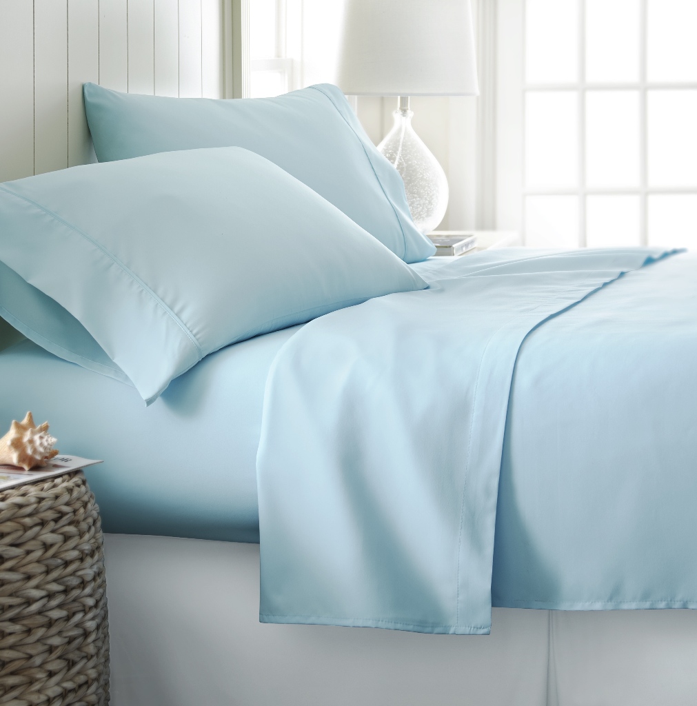 DDI 1941667 California King Premium Double Brushed 4 Piece Sheet Set - Aqua Case of 12