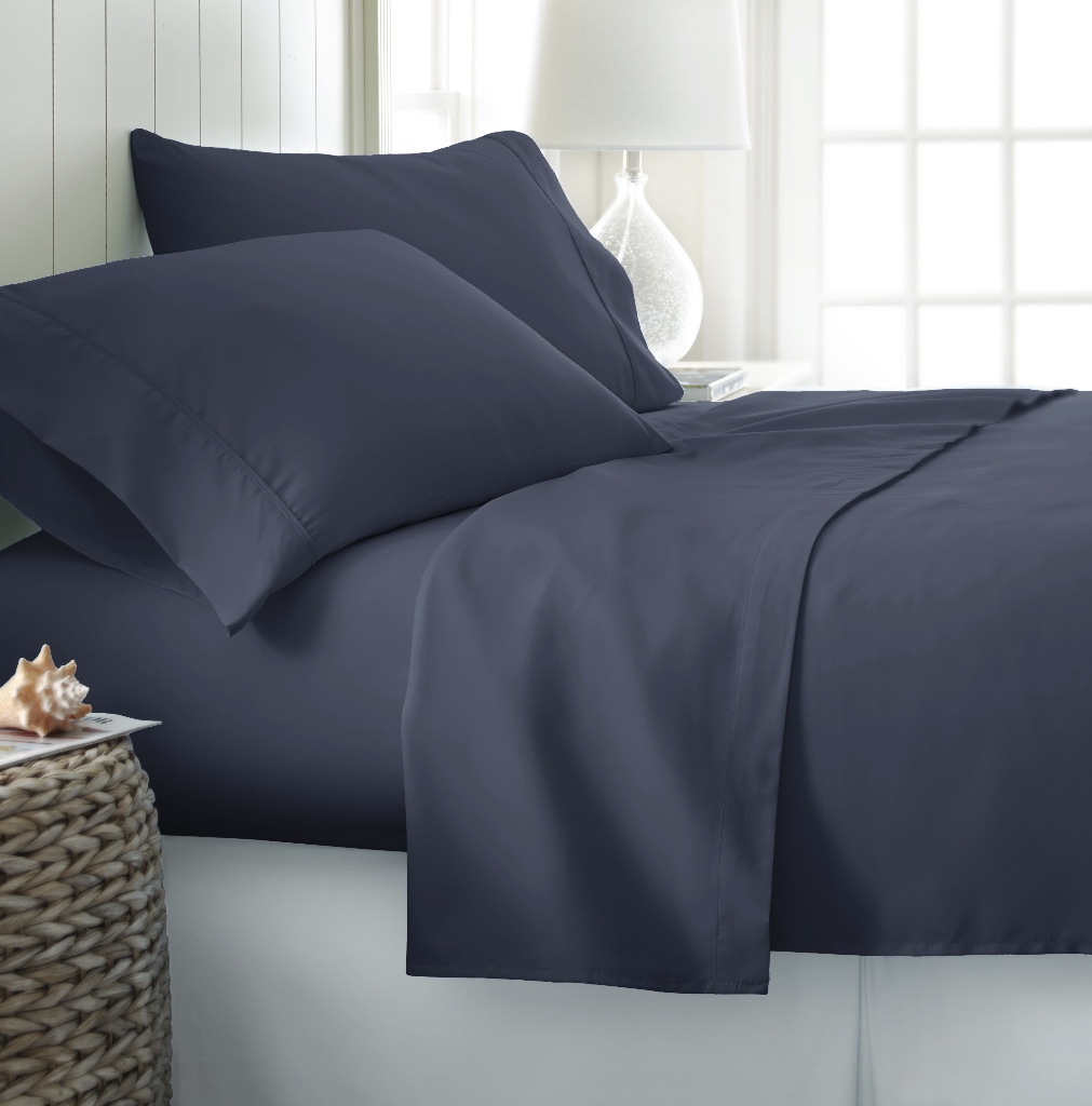 DDI 1941675 California King Premium Double Brushed 4 Piece Sheet Set - Navy Case of 12