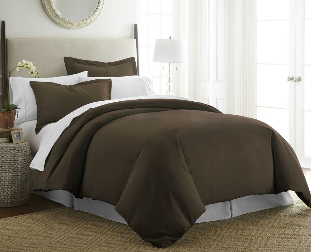 3 Piece Duvet Cover Set - Chocolate - Queen Size