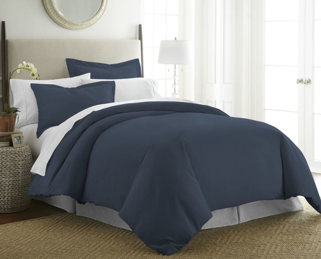3 Piece Duvet Cover Set - Navy - Queen Size