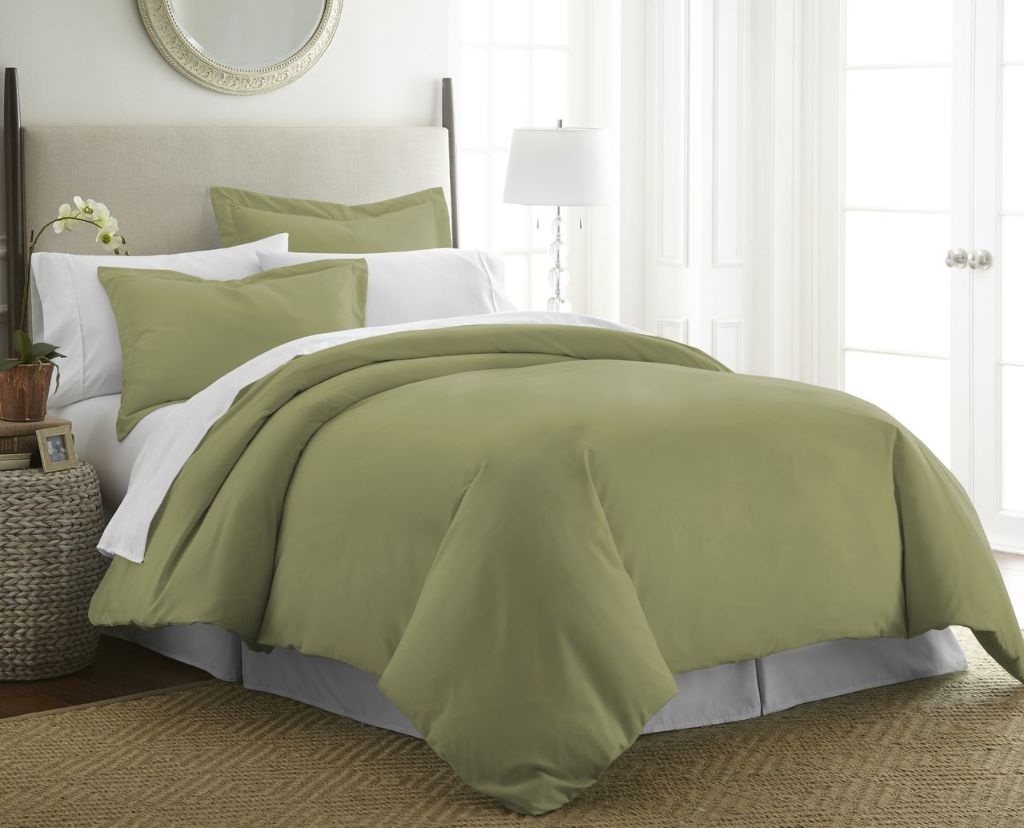 3 Piece Duvet Cover Set, Sage - Queen Size