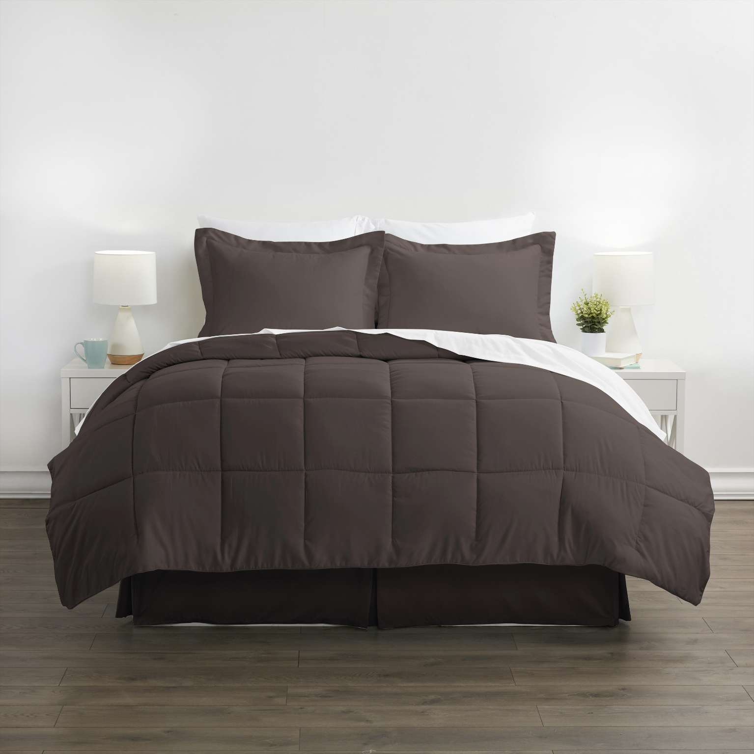DDI 2185763 Twin Microfiber 8 Piece Bed in a Bag - Chocolate Case of 6