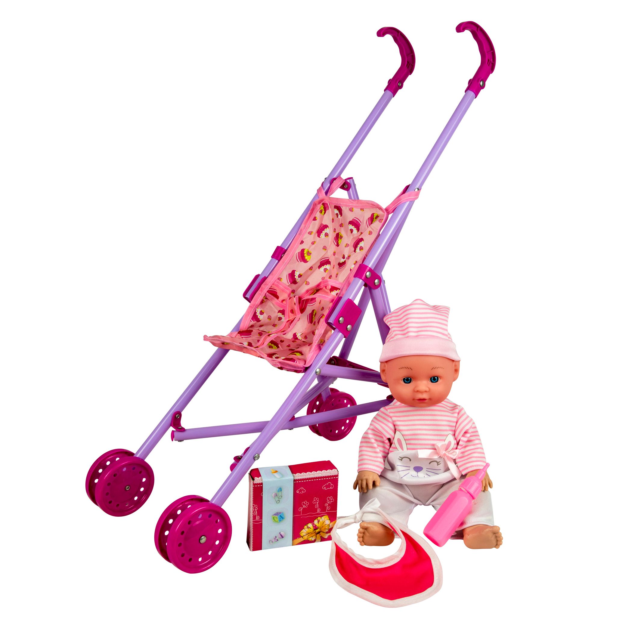 Picture of Kid Concepts KK13020M Baby Doll with Stroller Set, Multi Color