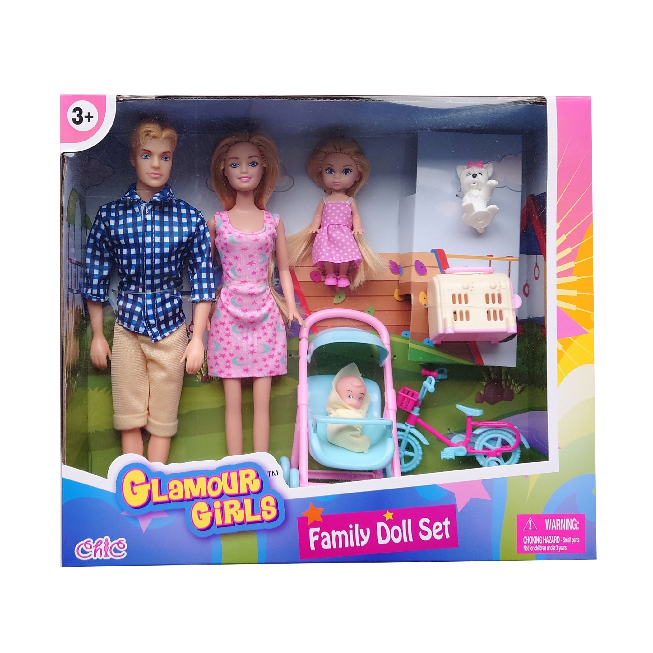 Picture of Chic 326M Family Doll Set with Accessories - 15 Piece