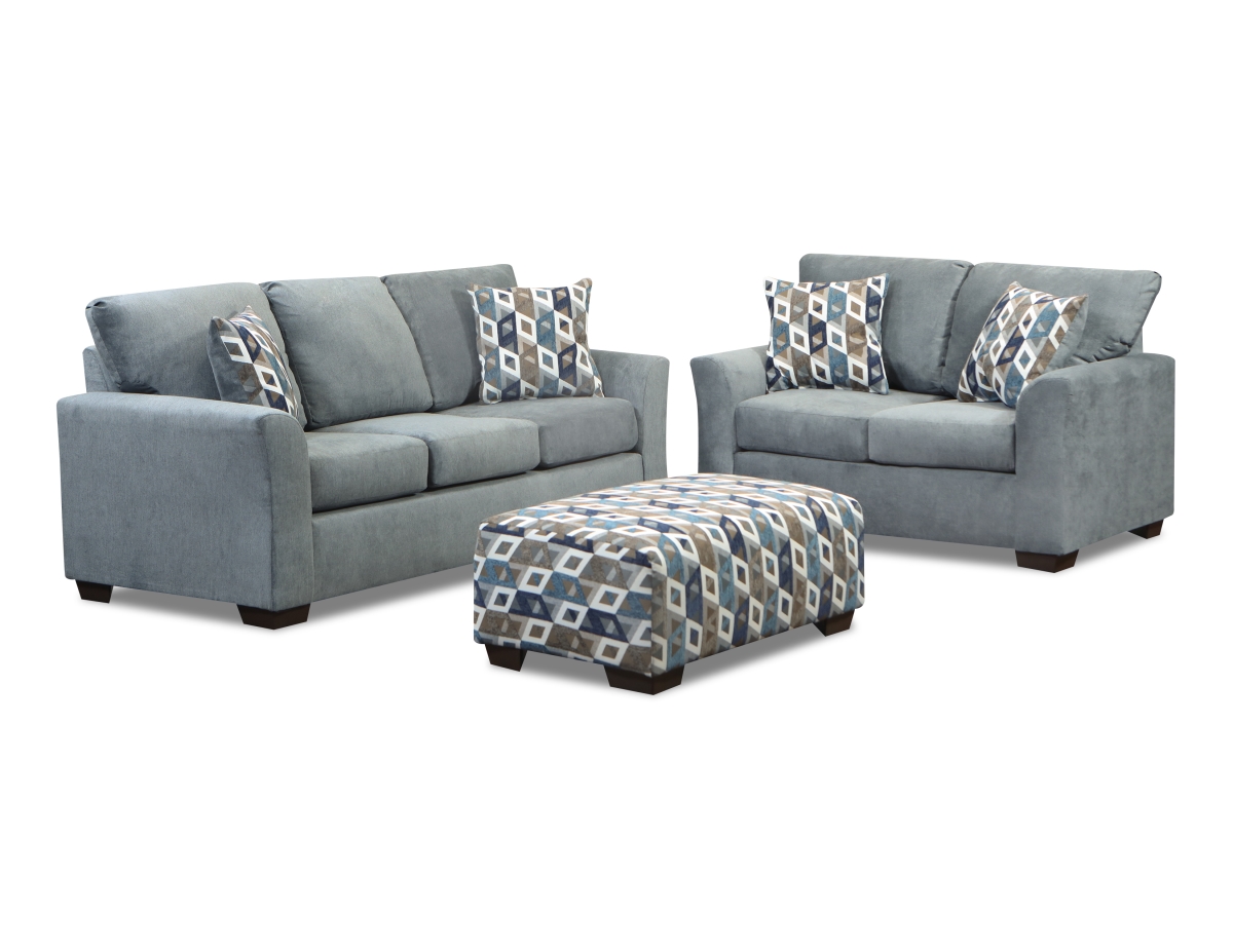NL700-DUSK-02-SOFA-LOVE-OTT-SET Benjamin Sofa, Loveseat & Rectangle Ottoman Set, Dusk - 3 Piece