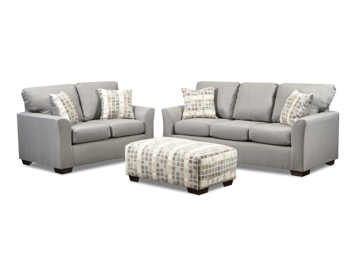 NL700-GRAY-01-SOFA-LOVE-OTT-SET Lucas Sofa, Loveseat & Rectangle Ottoman Set, Gray - 3 Piece