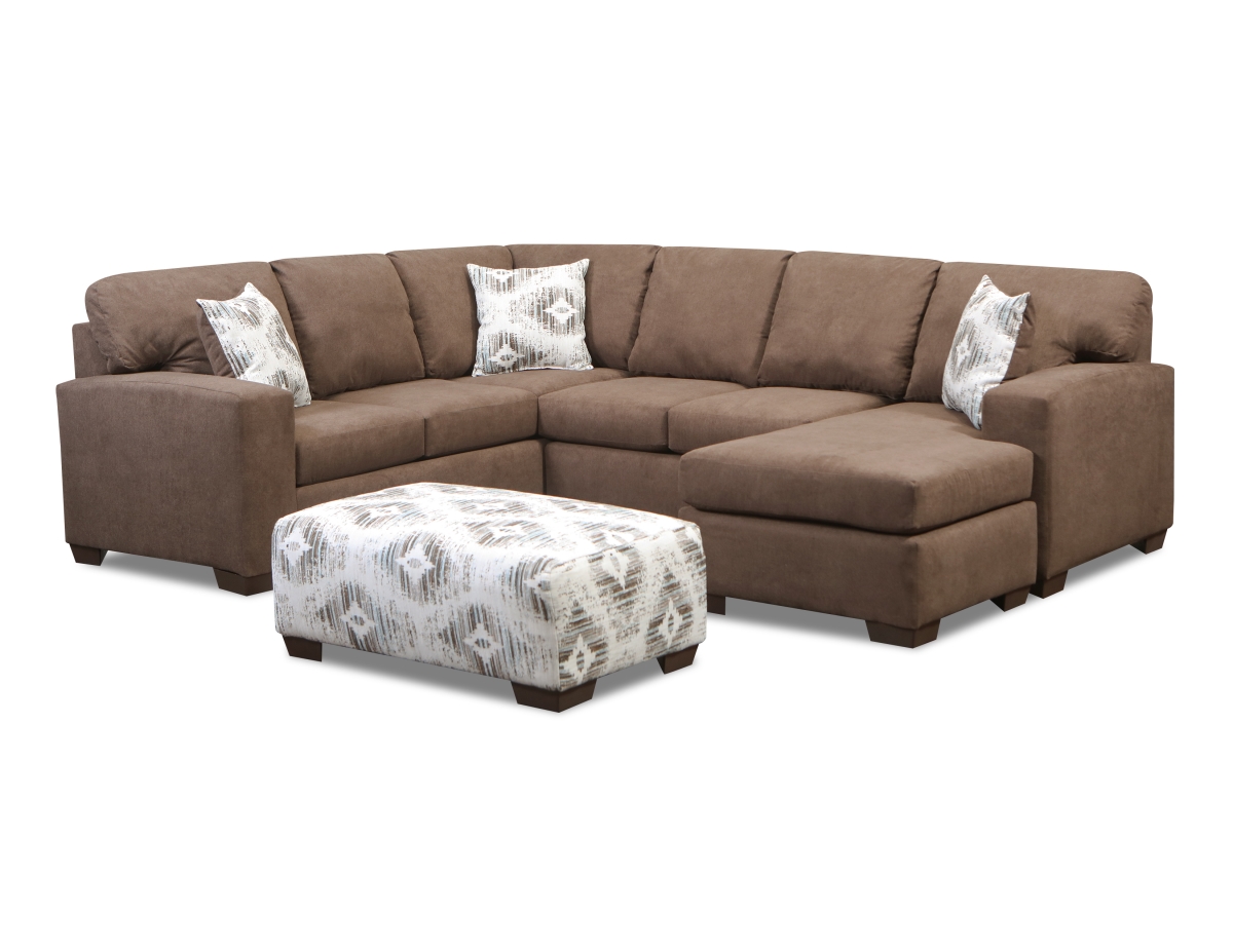 Jade Corner Sectional with Right Facing Chaise, Brown