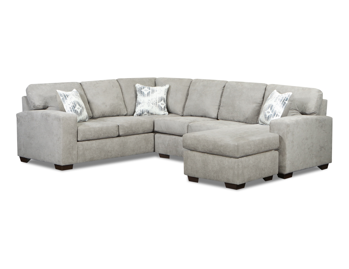 NL707-GRAY-SEC-CHAISE Madeline Corner Sectional with Right Facing Chaise, Gray