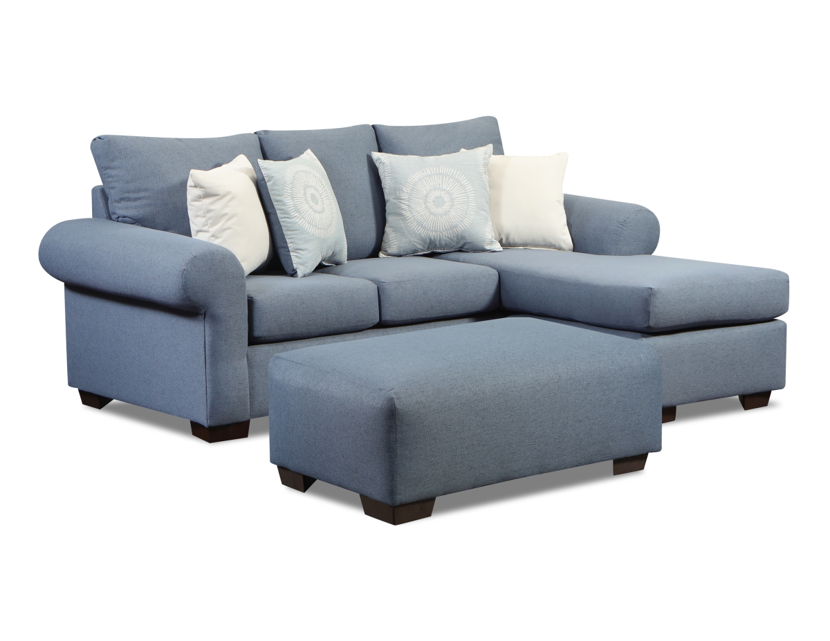 NL725-BLUE-12-WHIS-CHOF Remi Sofa Sectional with Reversible Chaise, Blue