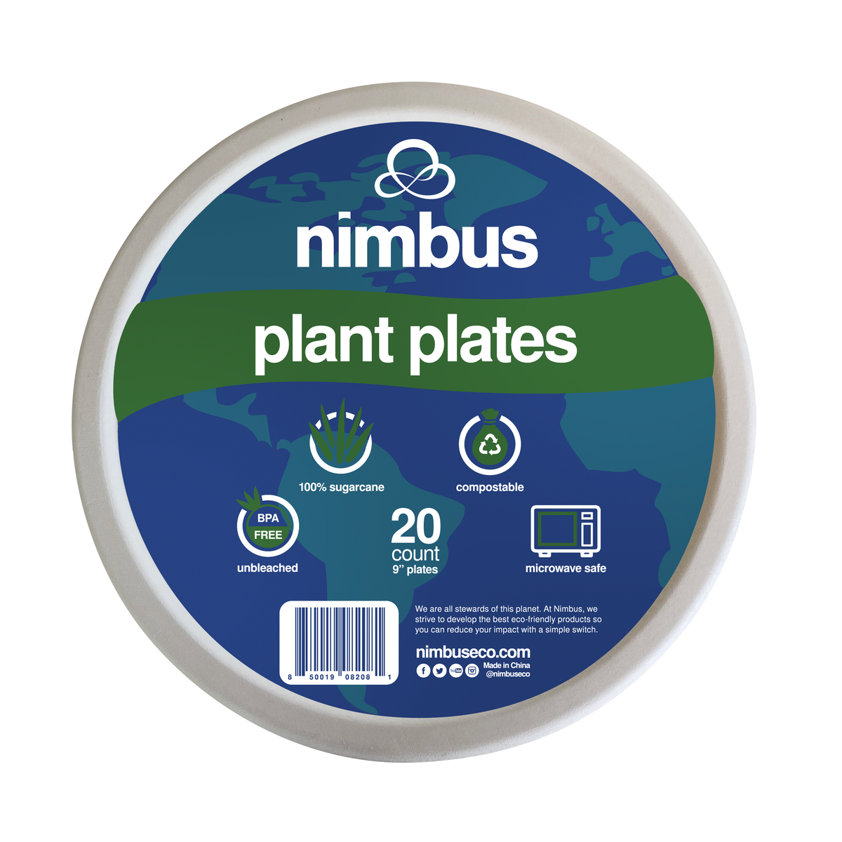 Picture of Nimbus NE-PLATE-09-3-DTC 9 in. Sugarcane & Bamboo Plates - 60 Count