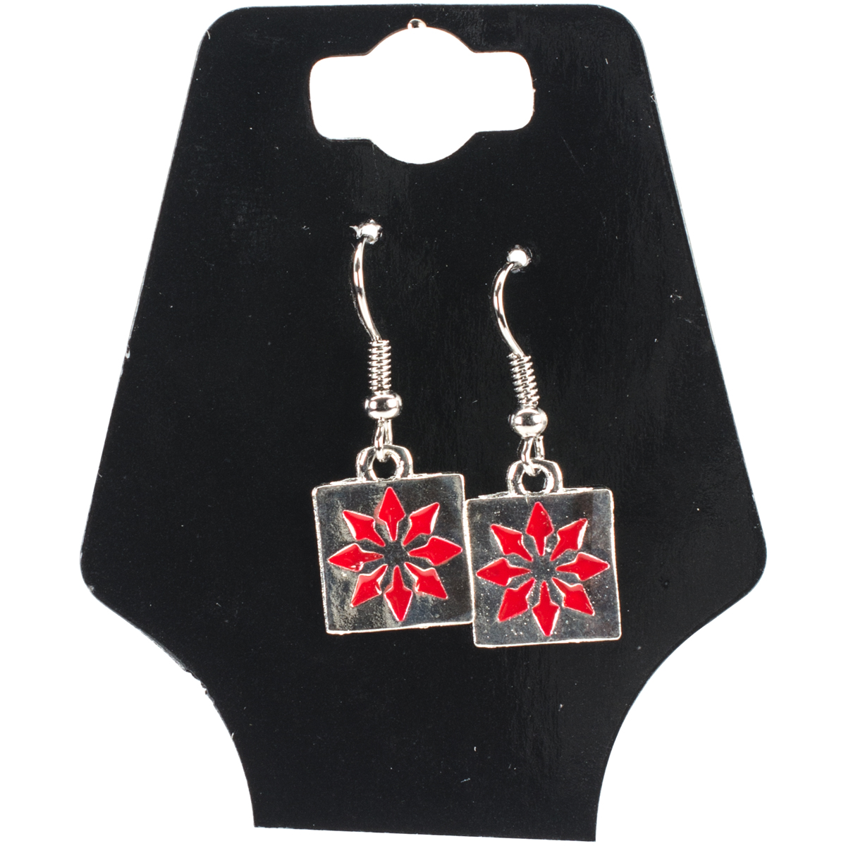 Charming Accents Wire Earrings-Red Block