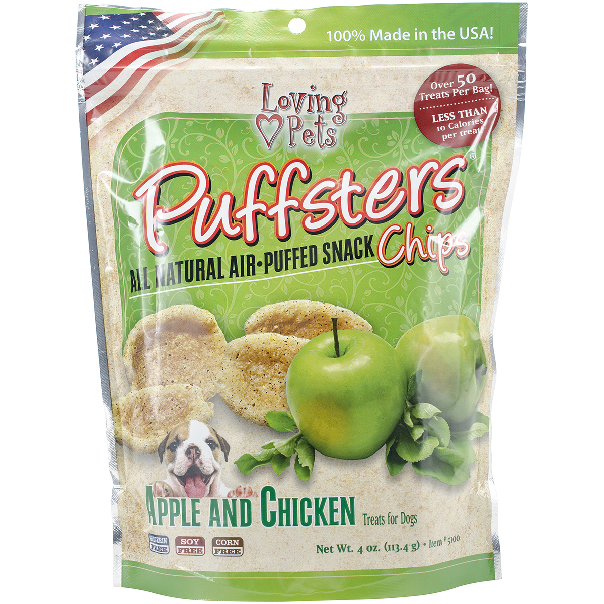 Picture of Loving Pets Products LP5100 Puffsters Treat Chips Apple & Chicken - 4 oz.