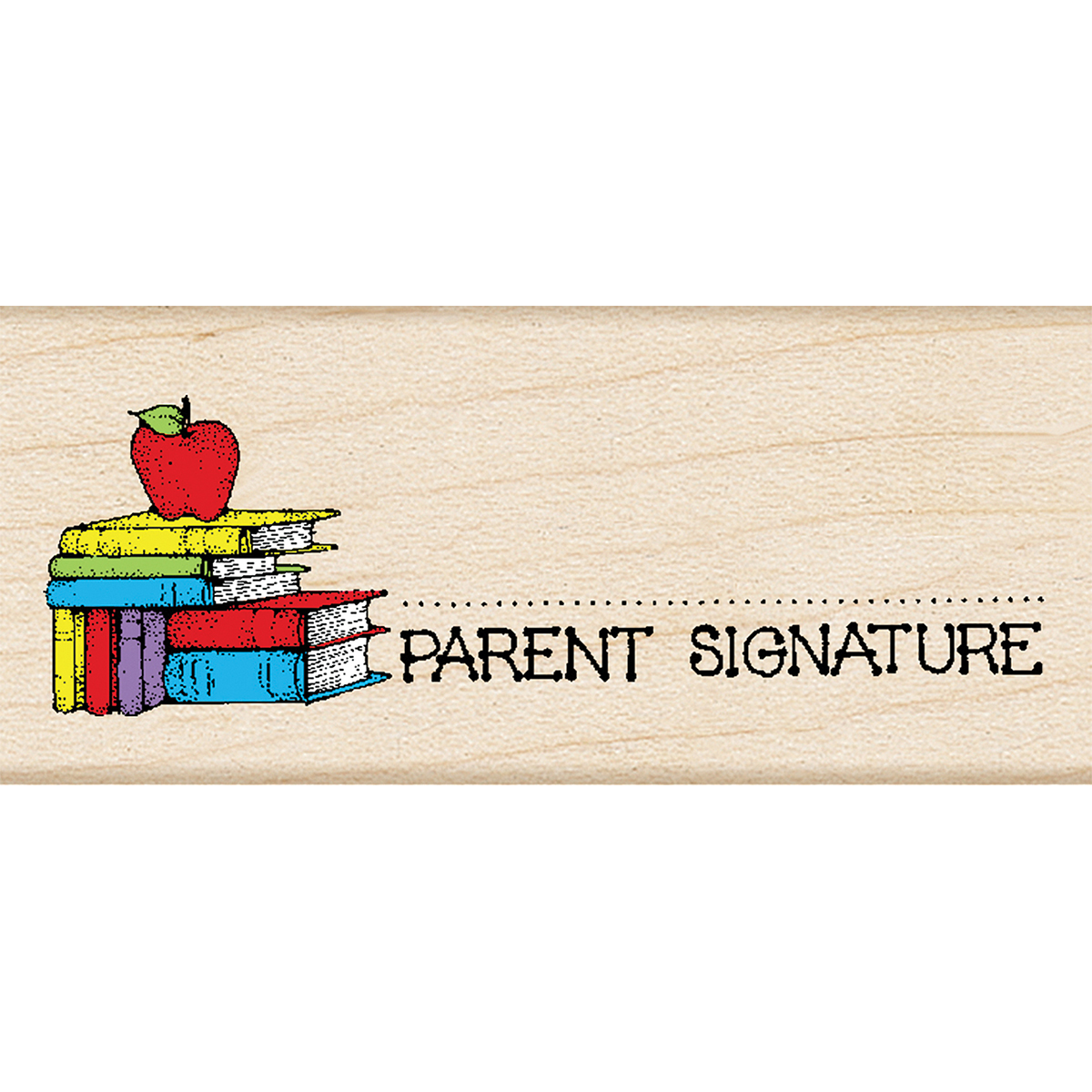 Picture of Hero Arts HA-D323 1 x 2.5 in. Hero Arts Mounted Rubber Stamp - Parent Signature with Apple