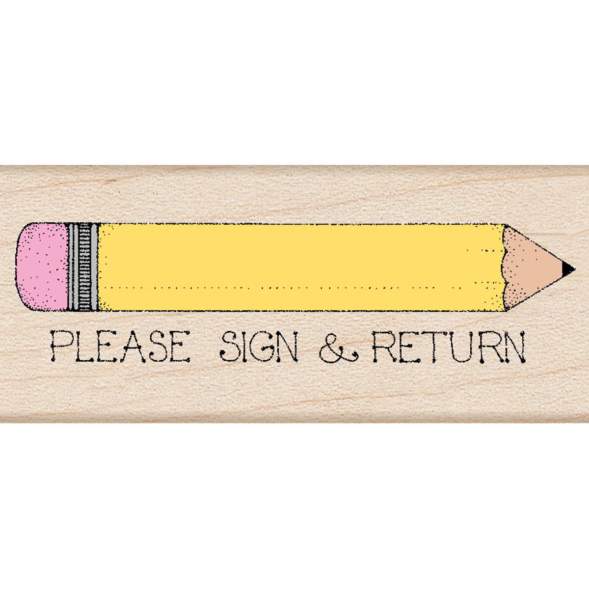 Picture of Hero Arts HA-D435 1 x 2.5 in. Hero Arts Mounted Rubber Stamp - Please Sign & Return Pencil