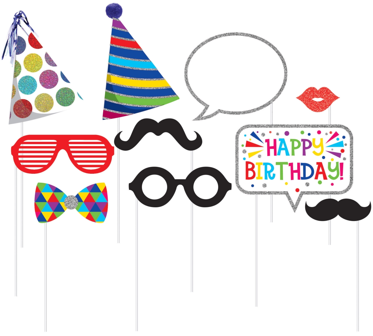 Picture of Creative Converting 324563 Photo Booth Props for Birthday - 10 per Pack