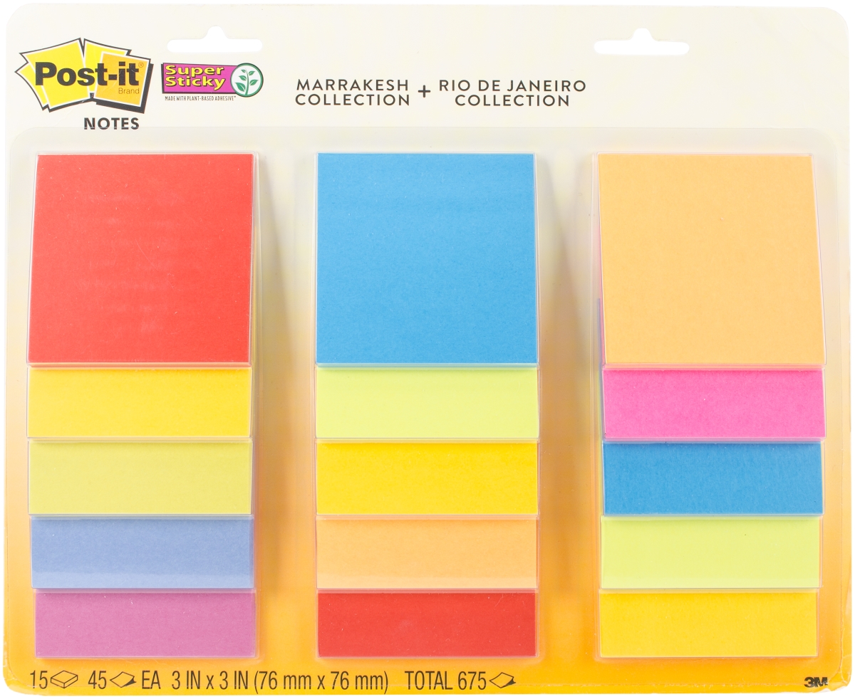 Picture of 3M 654-15SS 3 x 3 in. Sticky note Super Sticky Notes - Marrakesh & Rio De Janeiro&#44; Pack of 15