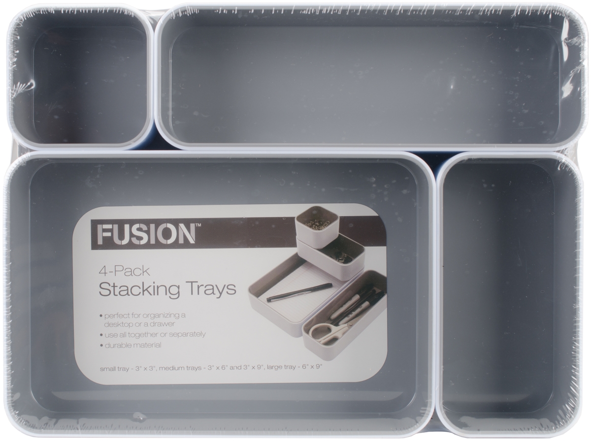 Picture of Advantus FS4P-37592 Fusion Stackable - White with Gray Interior&#44; Pack of 4