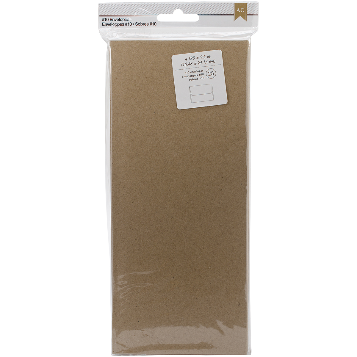 368589 No.10 Envelopes Kraft, 4.125 x 9.5 in. - 25 per Pack